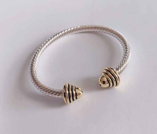 B-120  Designer Inspired 2 Tone Cable Bracelet