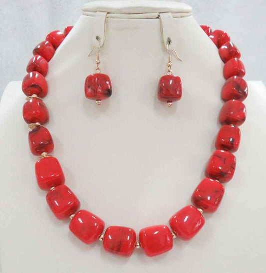 NE-019  Marble Looking Squares - Red