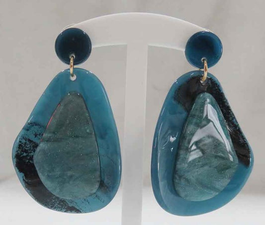 E-102  Teal Lucite Drop Pierce Earring