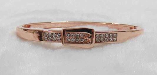 B-125  Rose Gold and Rhinestone Buckle Bracelet