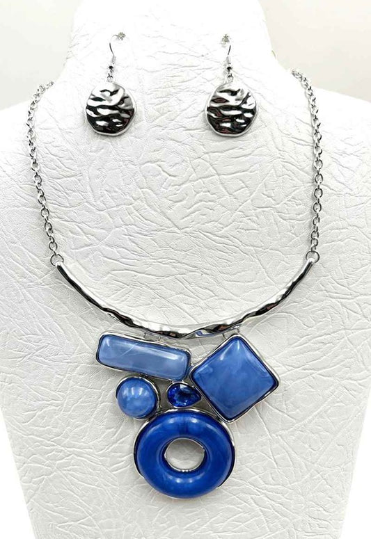 NE-072  Shades of Blue Shapes in Silver
