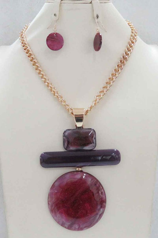 NE-079  Burgundy and Black Medallion
