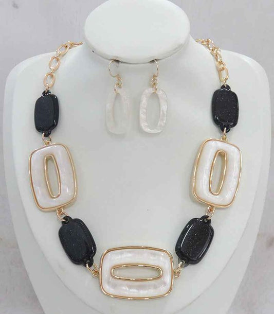 NE-084  Ivory and Black Medallions in Gold