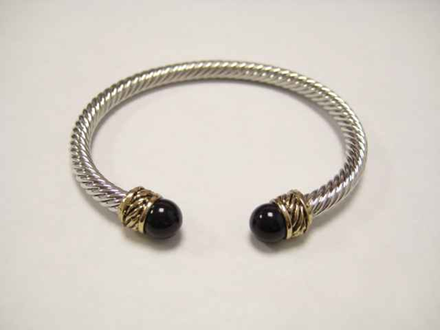 B-123   Designer Inspired Black Tip Cable Bracelet