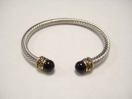 B-123   Designer Inspired Black Tip Cable Bracelet