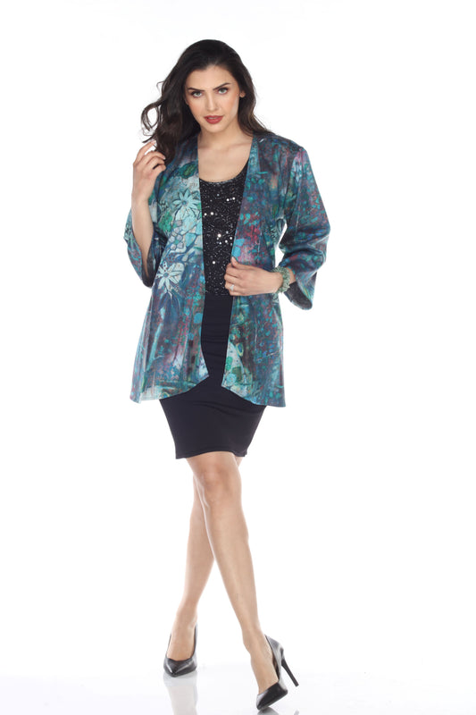 005- Aris A Teal Floral Print Jacket