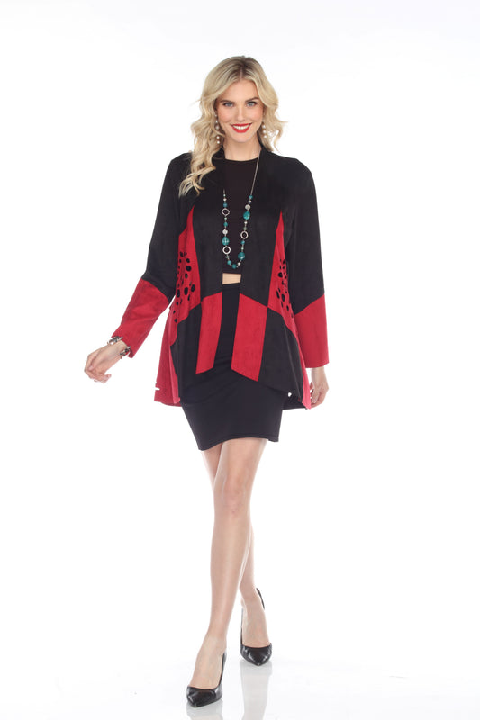 024- Arisa A Red and Black Suede Cut Out Jacket