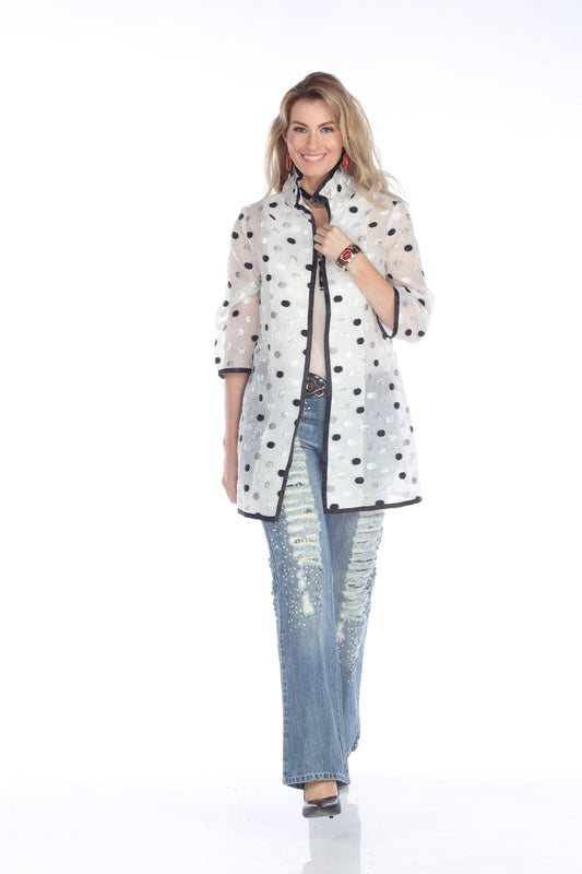 005- Arisa A White Lightweight Polka Dot Jacket