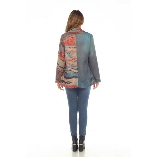 008- Kamana Denim Blue and Multi Color Suede Jacket
