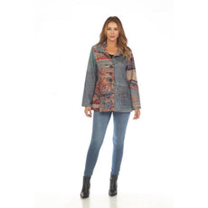 008- Kamana Denim Blue and Multi Color Suede Jacket