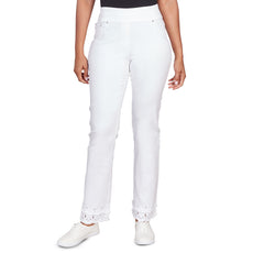 036- Ruby Road Double Fringed White Stretch Jeans