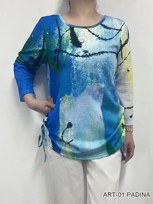 007- Creation Turquoise and Royal Ruched Side Top