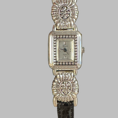 Watch- Silver Rectangular Face with Leather Band