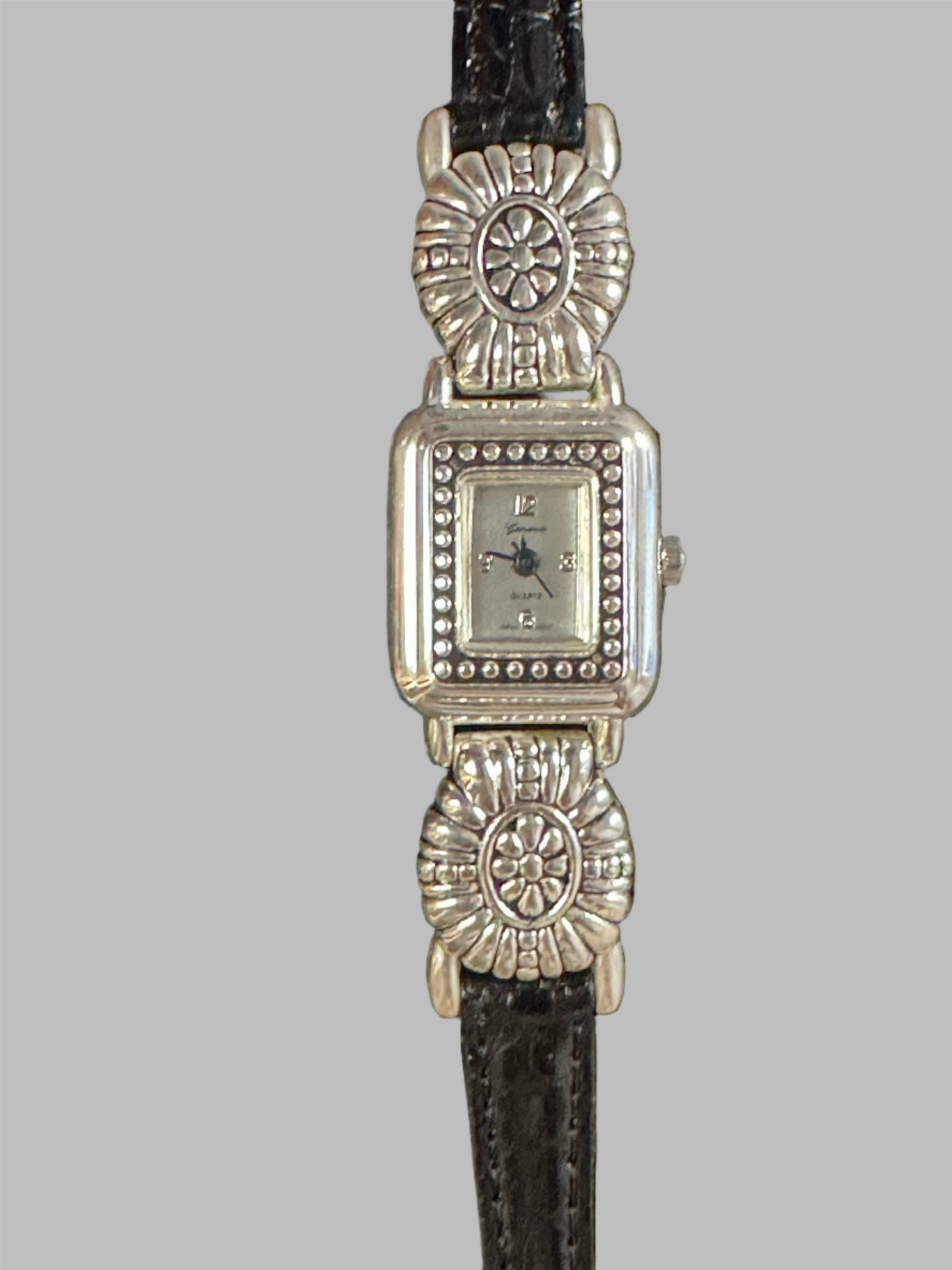 Watch- Silver Rectangular Face with Leather Band