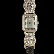 Watch- Silver Rectangular Face with Leather Band