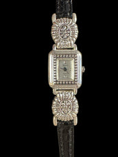 Watch- Silver Rectangular Face with Leather Band
