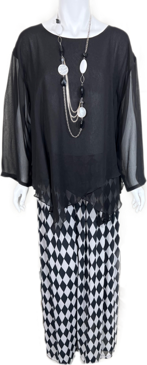 034- Sterling Styles Black Double Layer Top