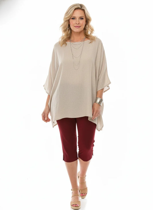 000- Atu 3 Stretch Capri- Burgundy