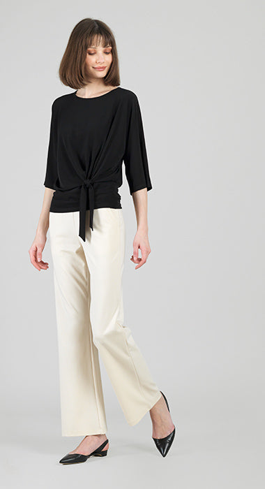 002- Clara Sun Woo Black Dolman Sleeve Front Tie Top