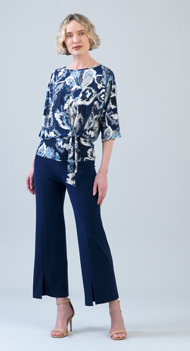 002- Clara Sun Woo Navy and Silver Tie Waist Top