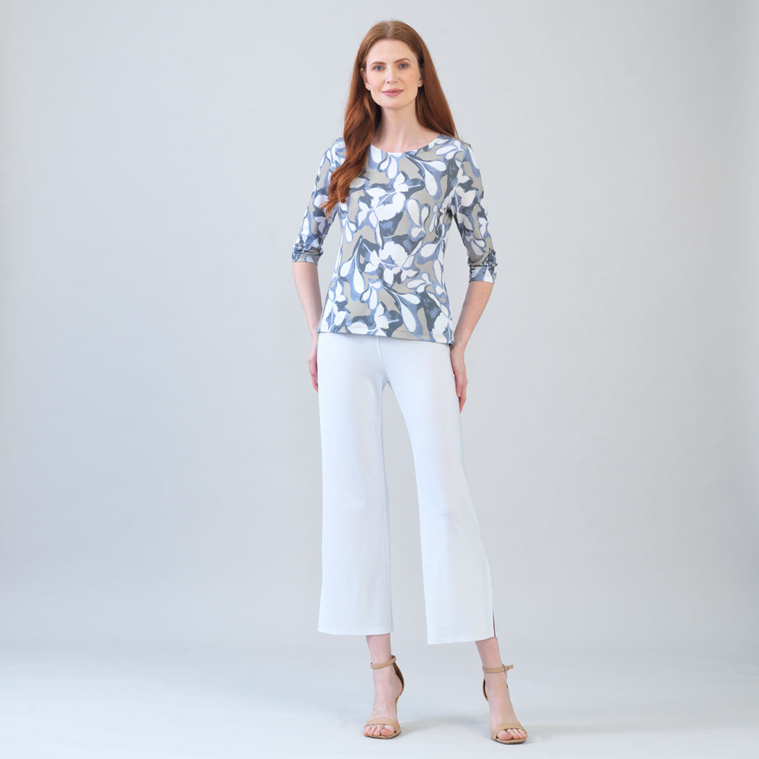 002- Clara Sun Woo Sage and Ivory Flower Print Top