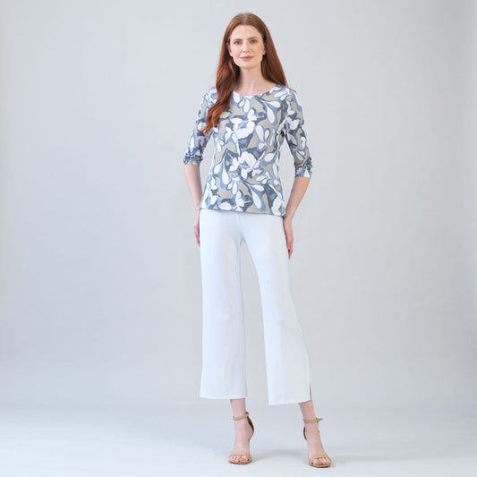 002- Clara Sun Woo Sage and Ivory Flower Print Top