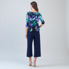 002- Clara Sun Woo Purple and Black Floral Print Top