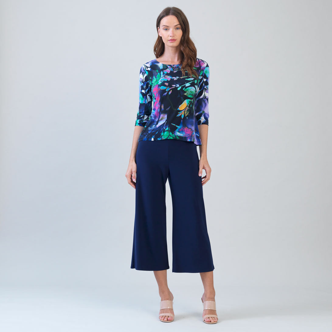 002- Clara Sun Woo Purple and Black Floral Print Top