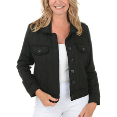041- Tango Mango Black Button Down Stretch Jacket