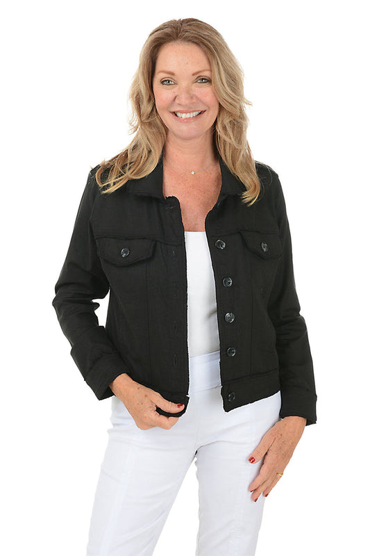 041- Tango Mango Black Button Down Stretch Jacket
