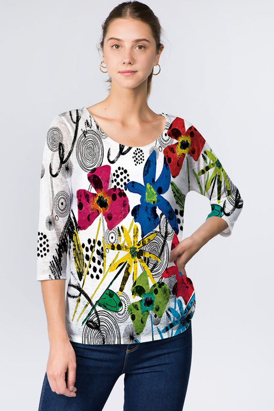 025- ET Lois White with Bright Colors Top