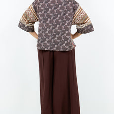 034- Sterling Styles Vintage Brown and Ivory Floral Jacket
