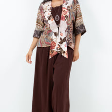 034- Sterling Styles Vintage Brown and Ivory Floral Jacket