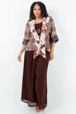034- Sterling Styles Vintage Brown and Ivory Floral Jacket