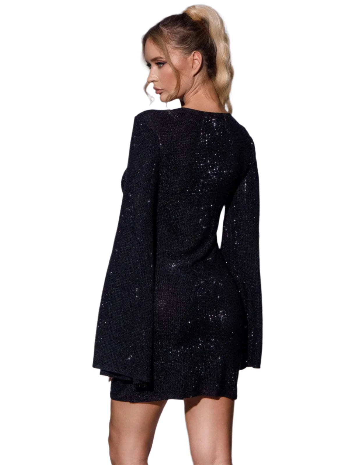 012- W Fashion Trends Long Bell Sleeve Mini Dress