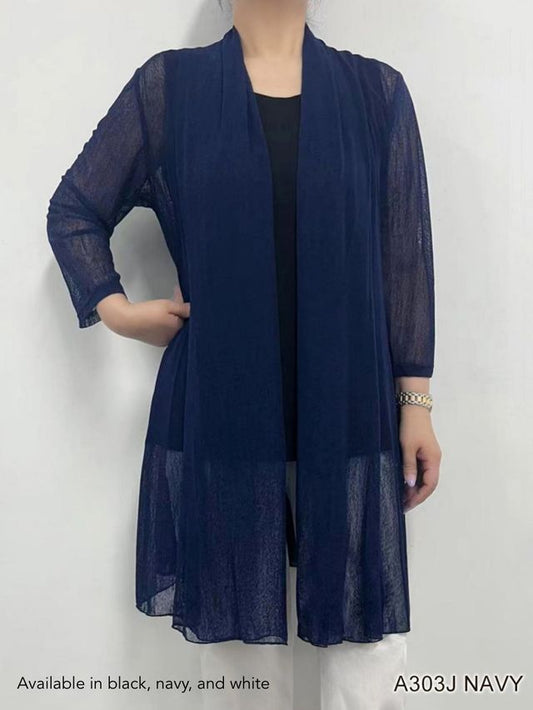007- Creation Long Mesh Bolero Jacket - Black