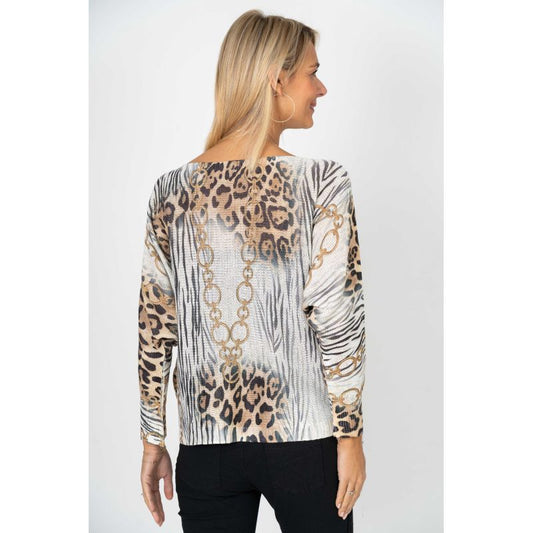 075- Look Mode Zebra and Leopard Print Sweater