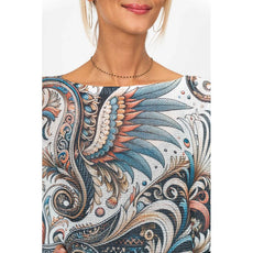 075- Look Mode Multi Color Feather and Zebra Sweater