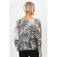 075- Look Mode Multi Color Feather and Zebra Sweater