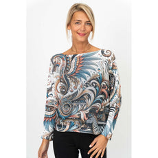 075- Look Mode Multi Color Feather and Zebra Sweater