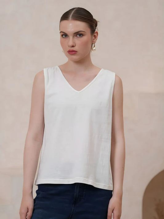 079- Avani Del Amour Sleeveless Tank- White