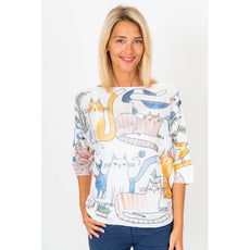 075- Look Mode Multi Color Cat Sweater