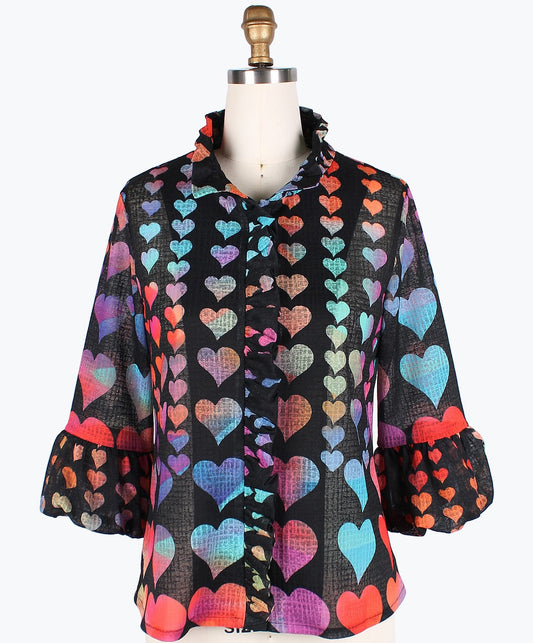 004- Damee Colorful Hearts Ruffle Jacket