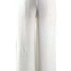 017- Damee White Wide Leg Crinkle Pants