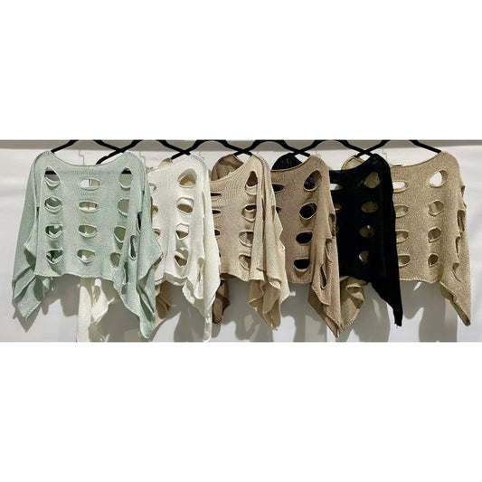 075- Look Mode Knit Hole Shrug - Black