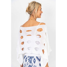 075- Look Mode Knit Hole Shrug - White