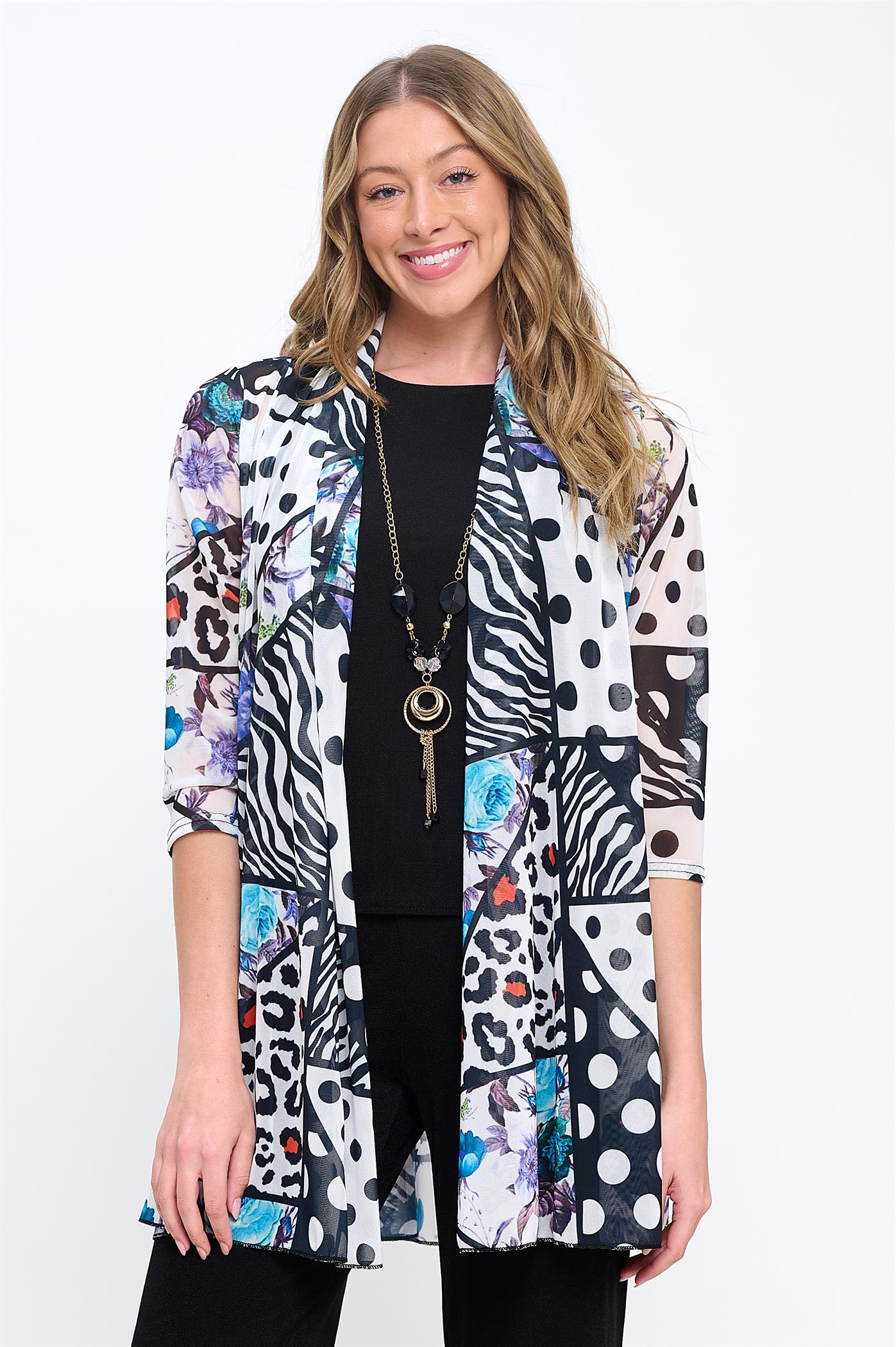 019- Jostar Flower with Animal Print Long Duster