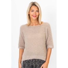 075- Look Mode Fluffy Dolman Sleeve Sweater - Taupe