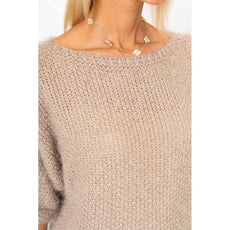 075- Look Mode Fluffy Dolman Sleeve Sweater - Taupe