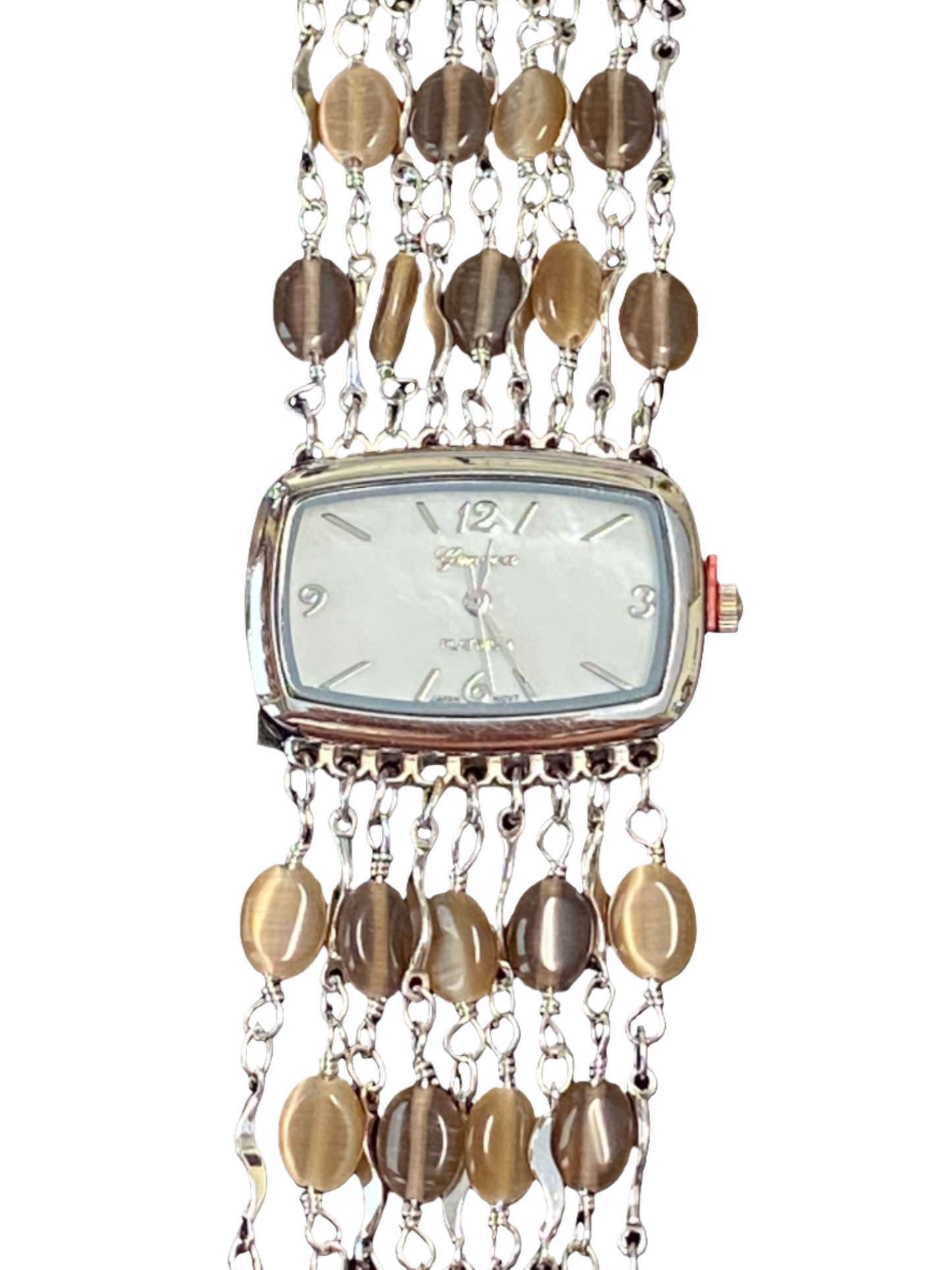 Watch- Beige Cat's Eye Multi Strand Silver